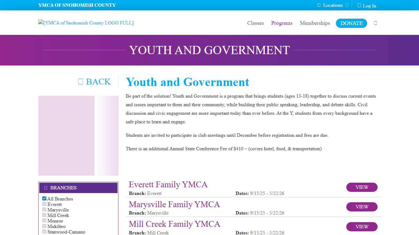 Youth and Government – YMCA of Snohomish County
