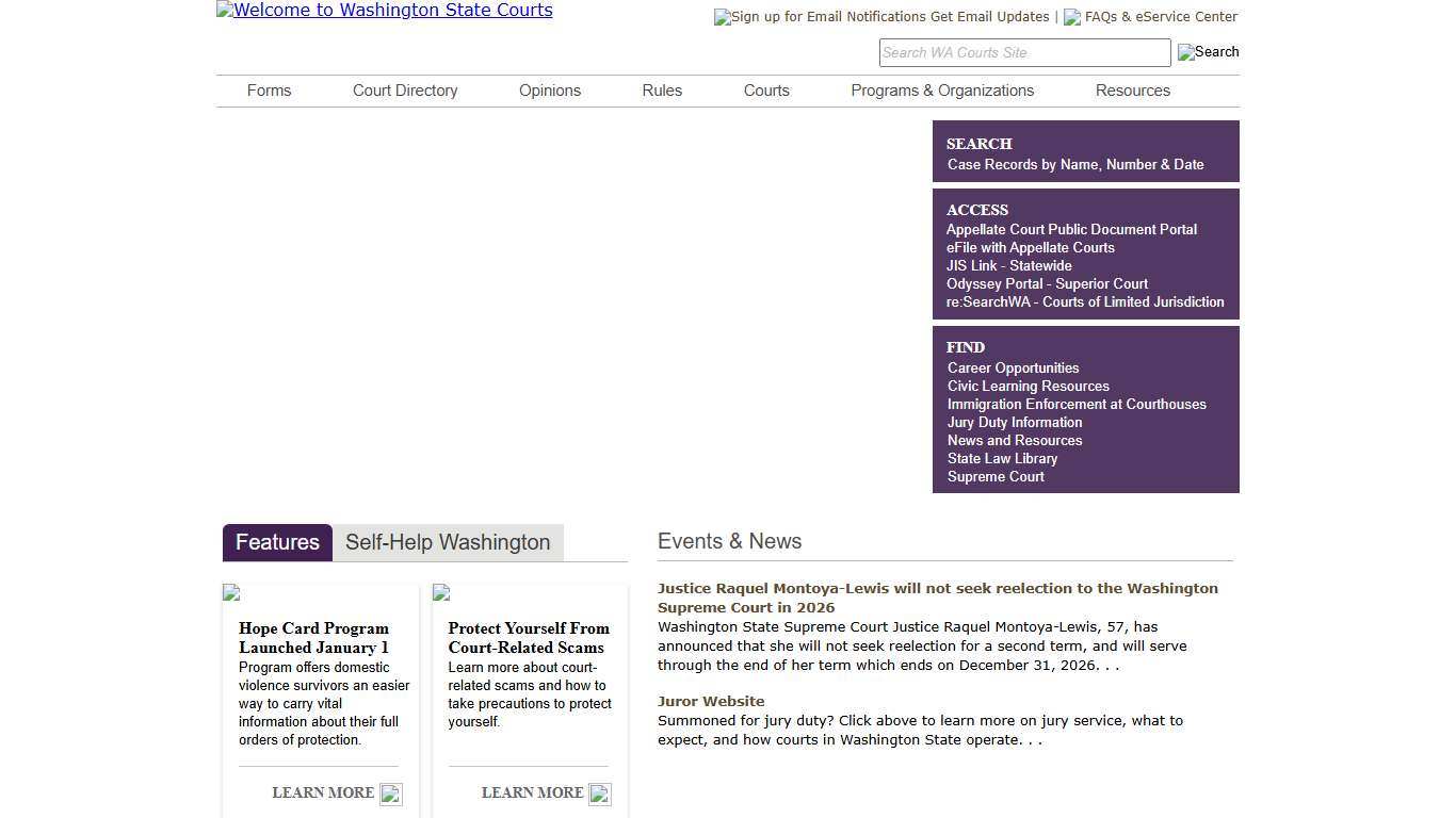 Washington State Courts Washington Courts